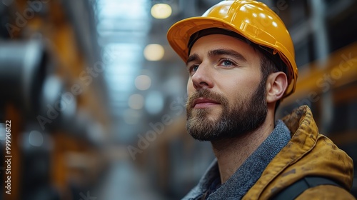 man worker working in industrial factory or warehouse