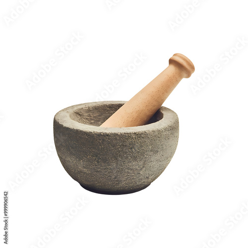 mortar with pestle on a transparent or white background
