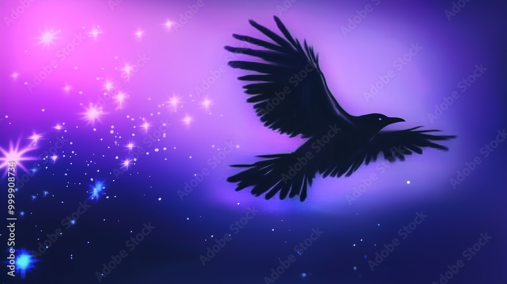 Fototapeta premium fly raven crow spirit animal occult witchcraft 