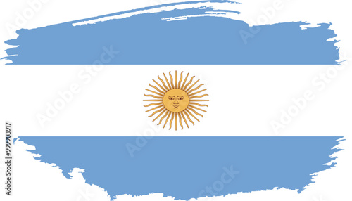 Hand drawn brush stroke flag of Argentina illustration on white background