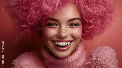 Pink Hair, Bright Smile: A Portrait of Confidence and Joy