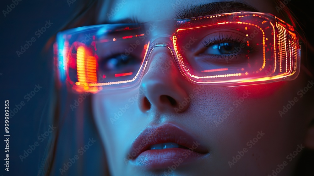 metaverse digital cyber world technology young woman with smart glasses futuristic lifestyle metaverse digital cyber world technology young woman with smart glasses futuristic lifestyle