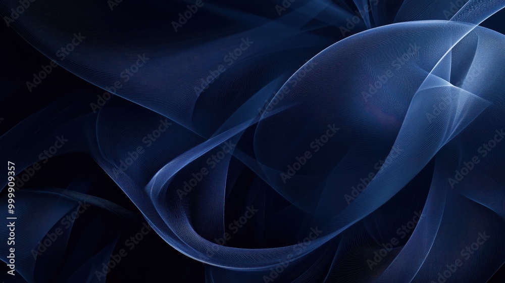 Obraz premium Graceful blue waves undulate and intertwine, forming a smooth, flowing abstract pattern on a dark background.