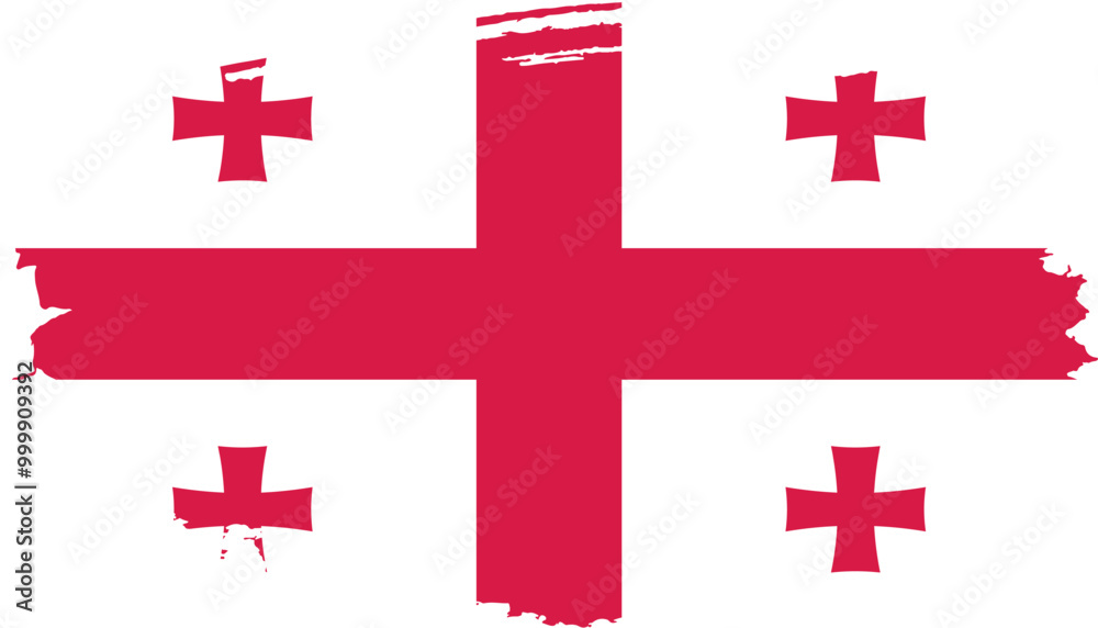 Fototapeta premium Hand drawn brush stroke flag of Georgia illustration on white background