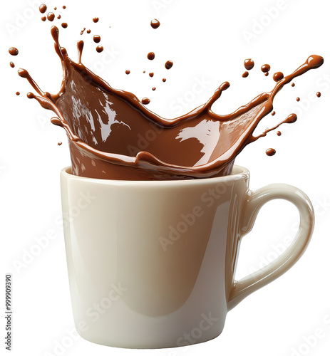 hot chocolate splash isolated on transparent background