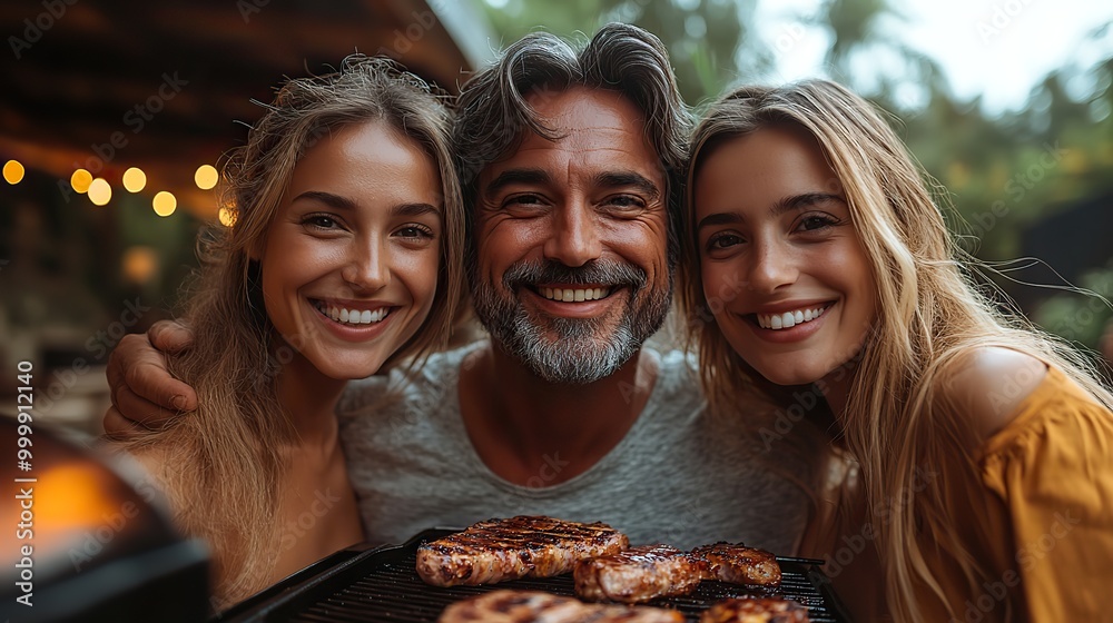 multigenerational family having bbq party and taking selfie multigenerational family having bbq party and taking selfie
