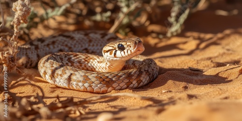 Charming Western Hognose Snake Resting on Sand
