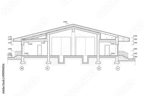 Detailed architectural fire station house blueprints and drawings