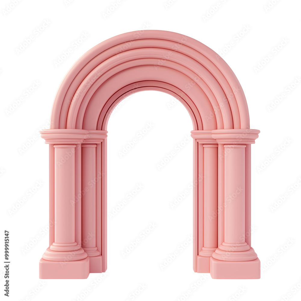3D decorative pink arch with pillars, showcasing classic architectural elements and layered design. The illustration reflects elegant and refined aesthetic. Isolated on transparent background, png. 3D decorative pink arch with pillars, showcasing classic architectural elements and layered design. The illustration reflects elegant and refined aesthetic. Isolated on transparent background, png.