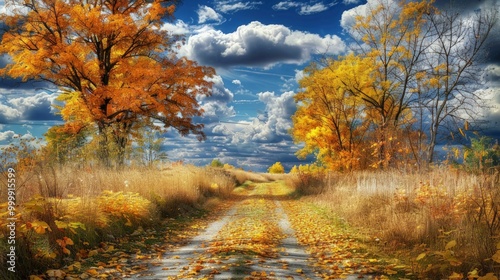 Autumnal Pathway Through a Golden Forest