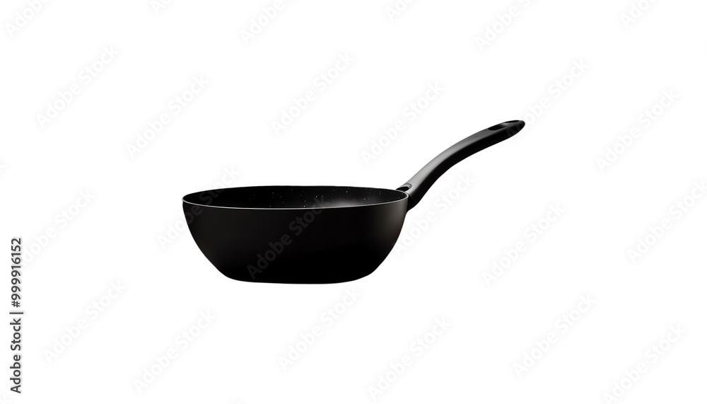 Black frying pan with long handle, isolated on white background. Black frying pan with long handle, isolated on white background.