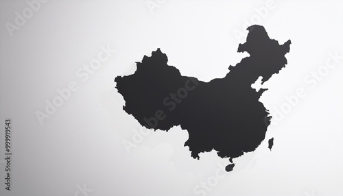 silhouette of a map of China on a plain white background