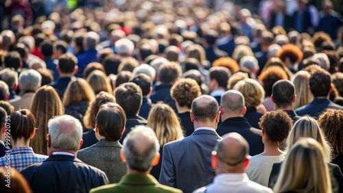 Crowd of people from behind at a public event