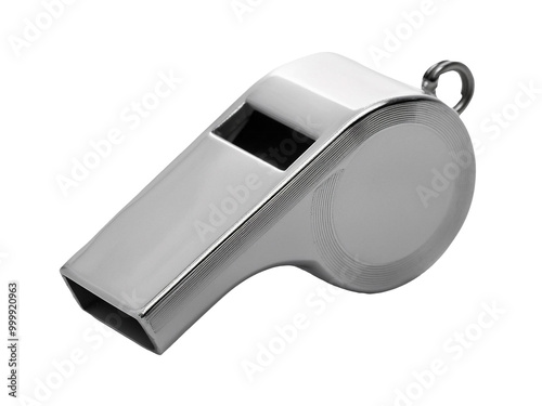 Plastic Whistle Isolated on White Background photo