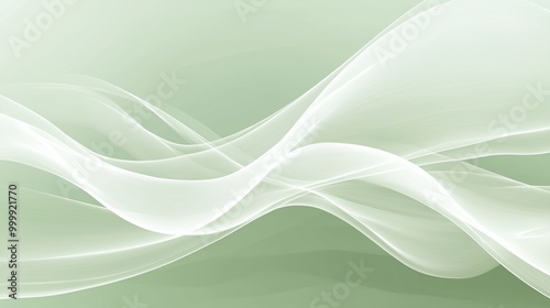Abstract green and white liquid wavy shapes futuristic banner. Glowing retro waves background