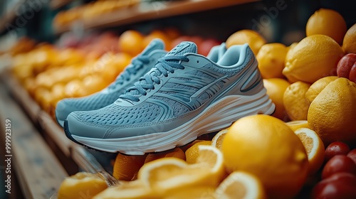 Wallpaper Mural running shoes and healthy food composition Torontodigital.ca