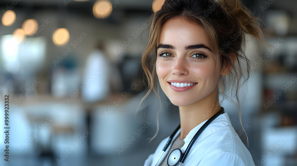 Smiling Doctor with Stethoscope in Clinic Smiling Doctor with Stethoscope in Clinic