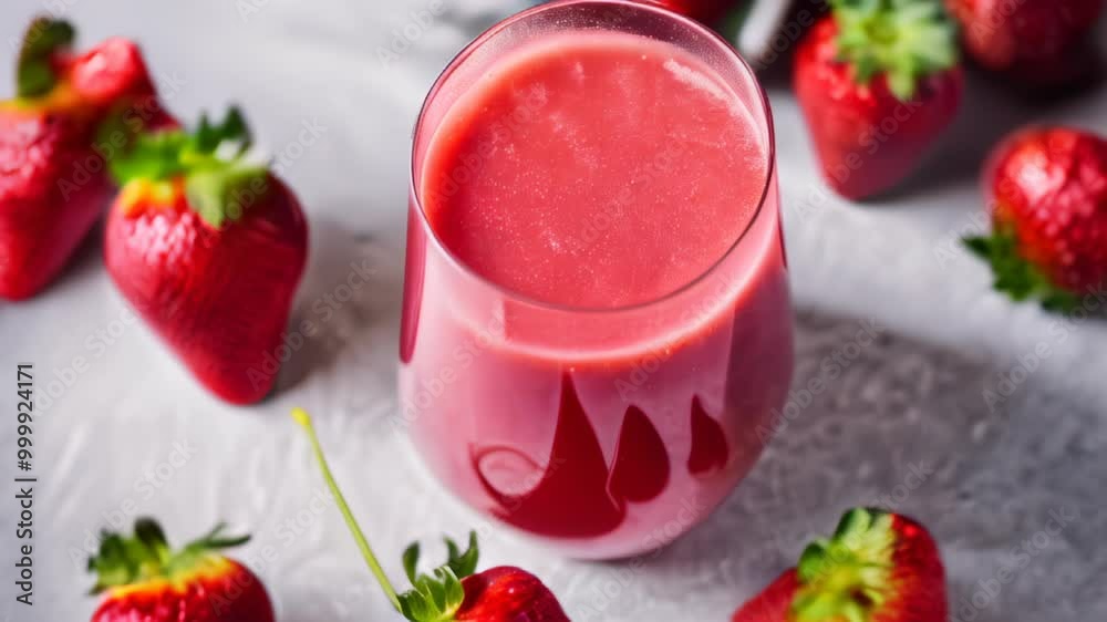 Refreshing strawberry smoothie perfect for a summer morning Refreshing strawberry smoothie perfect for a summer morning