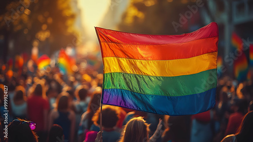 Rainbow Flag Waves in Crowd...