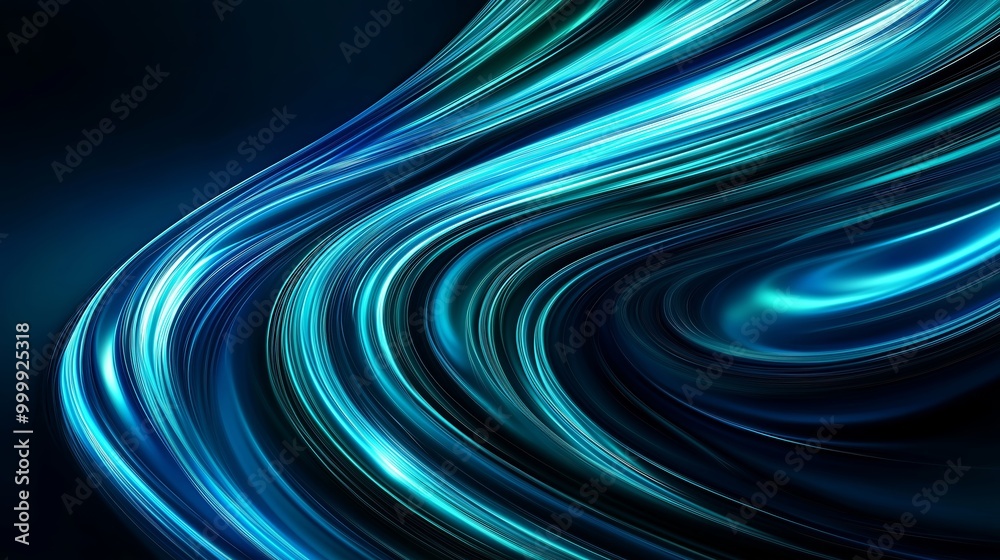 Abstract blue and black light wavy shapes futuristic banner. Glowing retro waves background Abstract blue and black light wavy shapes futuristic banner. Glowing retro waves background
