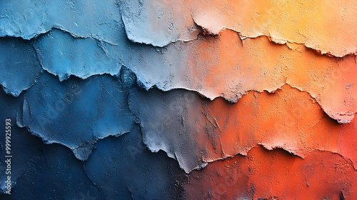 Textured Wall in Blue and O...