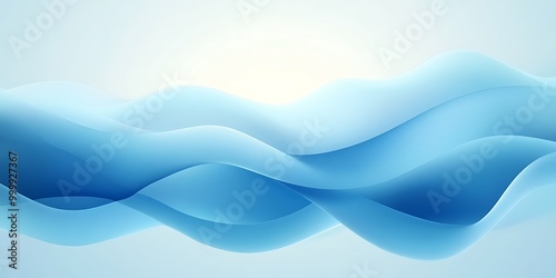 Blue abstract waves on white backdrop