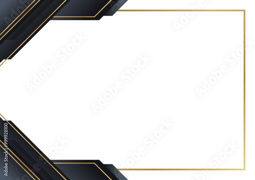 Black gold geometric corner with gold line background for certificate design