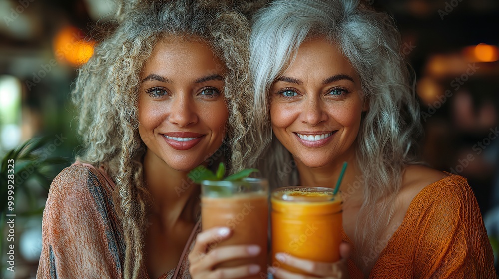 senior woman with caregiver or healthcare worker indoors drinking healthy smoothie senior woman with caregiver or healthcare worker indoors drinking healthy smoothie