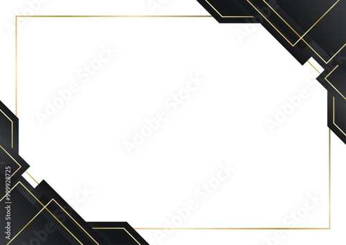 white background with black and gold geometric corner border for business or presentation