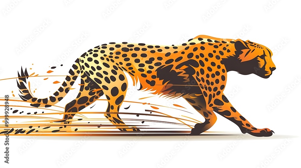 Fototapeta premium A stylized illustration of a cheetah in motion, showcasing speed and agility.