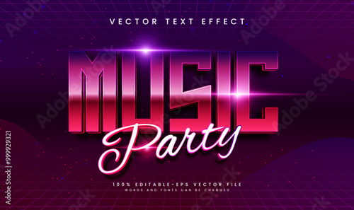 Music party editable vector text effect with modern pink concept
