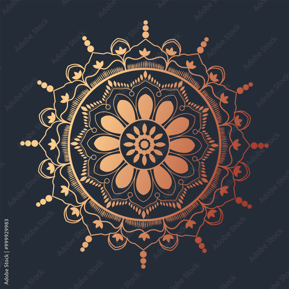 Naklejka premium Ornamental mandala design background in gold color. Vector floral mandala - illustration
