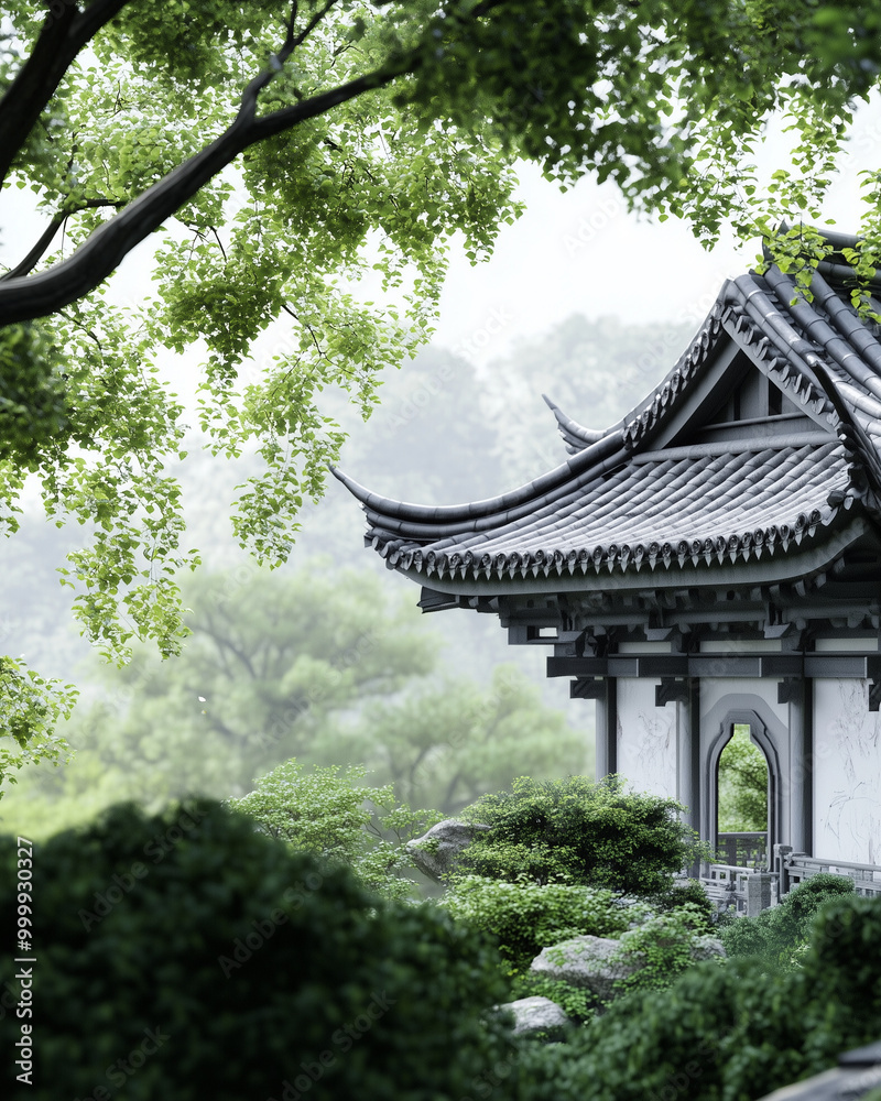 Serene Buddhist Temple with Traditional Architecture Serene Buddhist Temple with Traditional Architecture