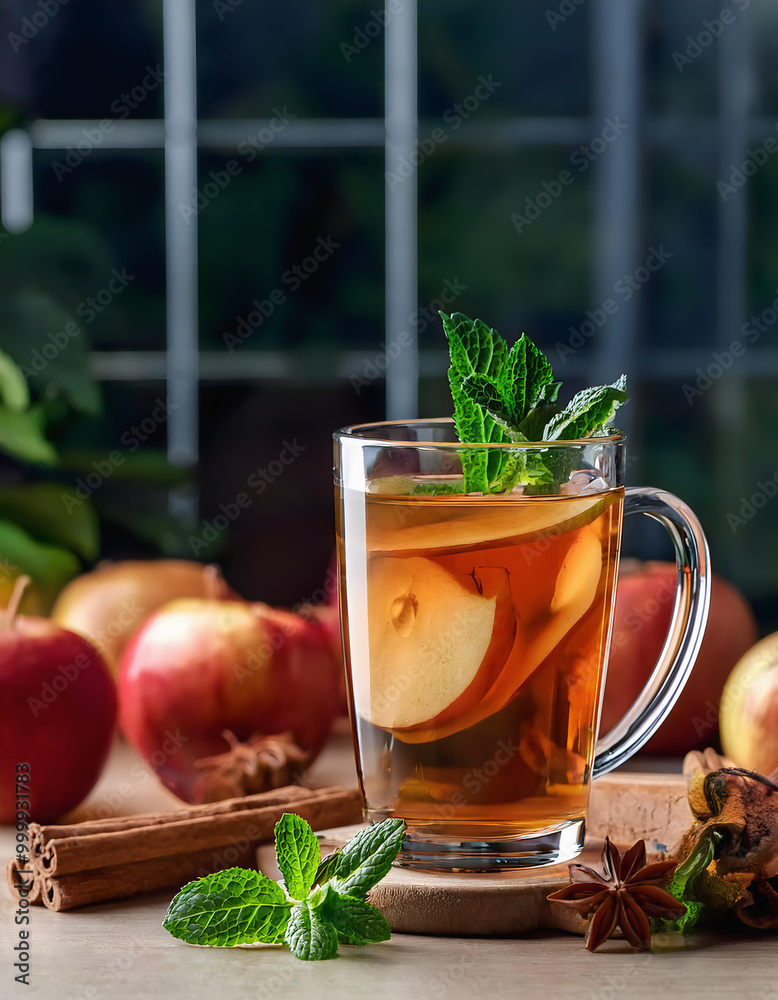a glass of apple infusion