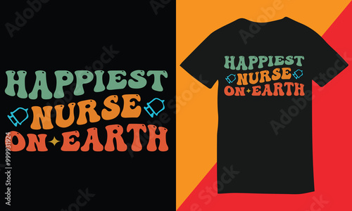 Retro wavy Nurse t-shirt design