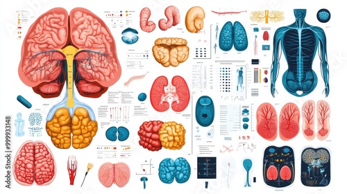 Wallpaper Mural An engaging infographic-style image showing the major human organs, labeled and color-coded, providing a clear overview of human anatomy for educational use. Torontodigital.ca