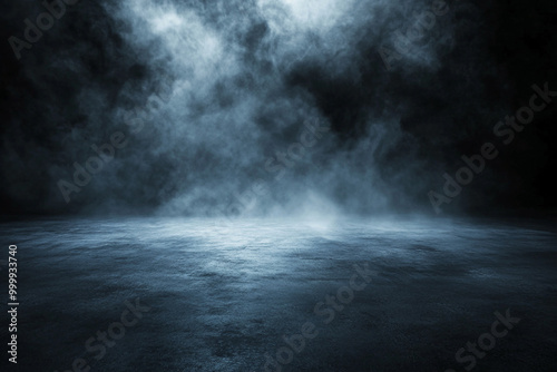 Obraz na płótnie Abstract dark background, concrete floor with smoke and fog. Empty scene for product display presentation in high resolution. w salonie