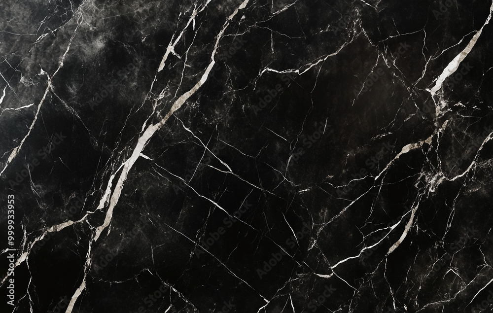 Black marble texture background, top view. Photorealistic and natural-looking. No text in the picture. No black border or frame around the image. The surface of the polished stone has intricate patter