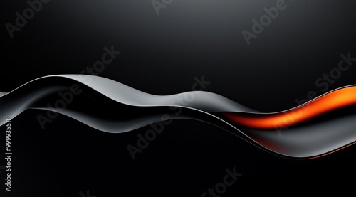 Abstract black liquid wavy shapes futuristic banner. Glowing retro waves background