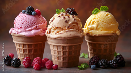 Ice Cream Cones with Fresh ...