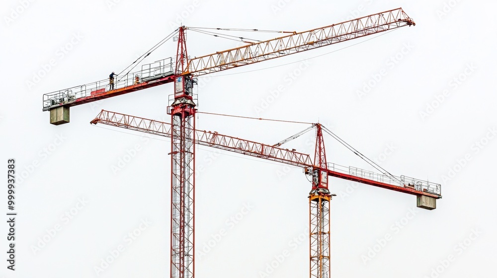 Towering Construction Cranes Rising Above the Cityscape Towering Construction Cranes Rising Above the Cityscape
