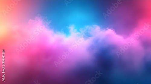 Dreamy Sky with Pink and Blue Clouds: Abstract Background