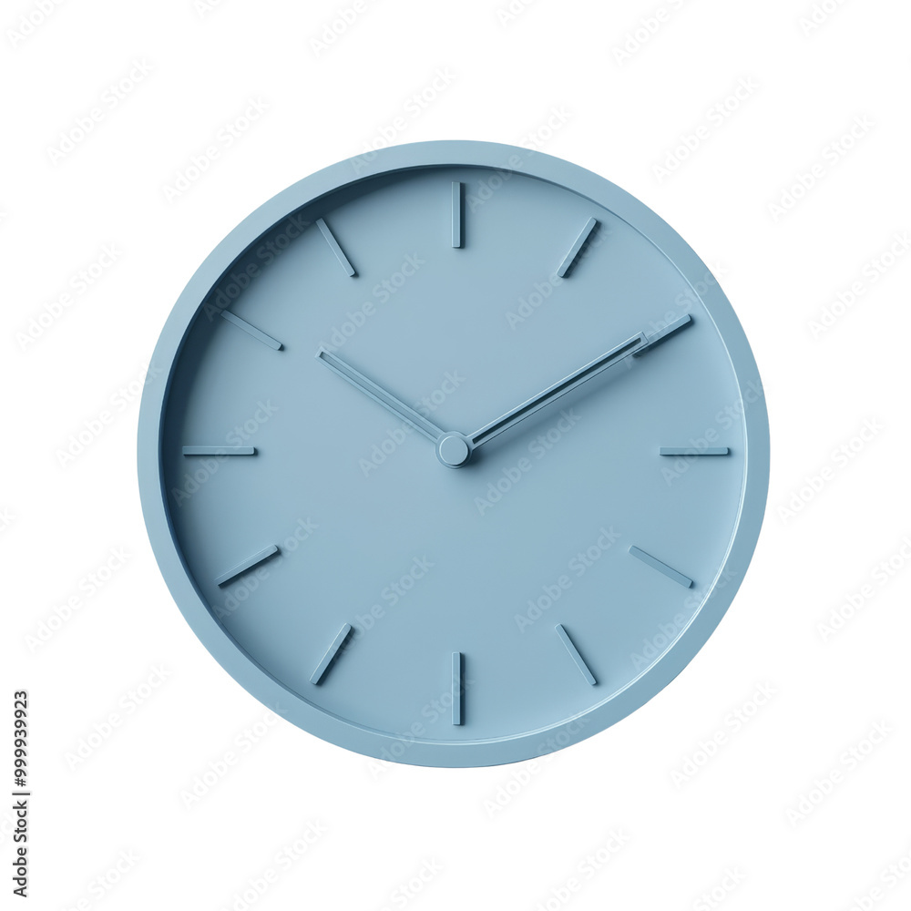 Minimalist Blue Clock Face isolated on transparent background. Minimalist Blue Clock Face isolated on transparent background.