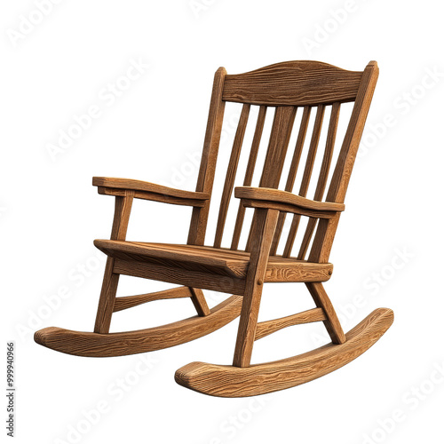 Wooden Rocking Chair isolated on transparent background. 