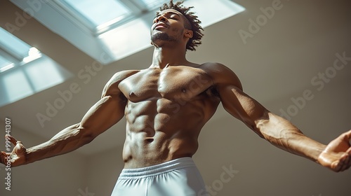 young african american sportsman using jumping rope indoors workout training concept