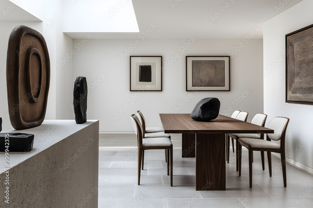 Fototapeta premium Sophisticated Minimalist Dining Room with Natural Light