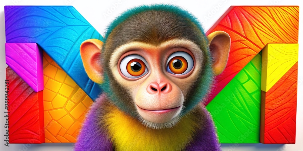 Naklejka premium Colorful illustration of a playful monkey representing the letter M in a fun and educational style