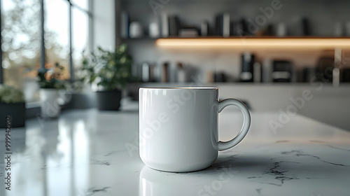 A Simple White Mug on a Mar...