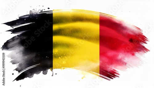 Fotografie 水彩画のベルギーの国旗(Watercolor Belgium flag.)