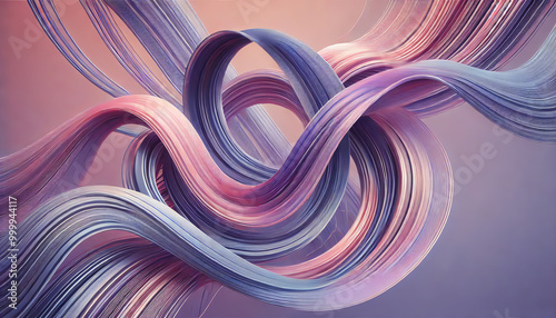 An abstract digital artwork featuring smooth, flowing ribbons or strands that intertwine and swirl in a harmonious motion